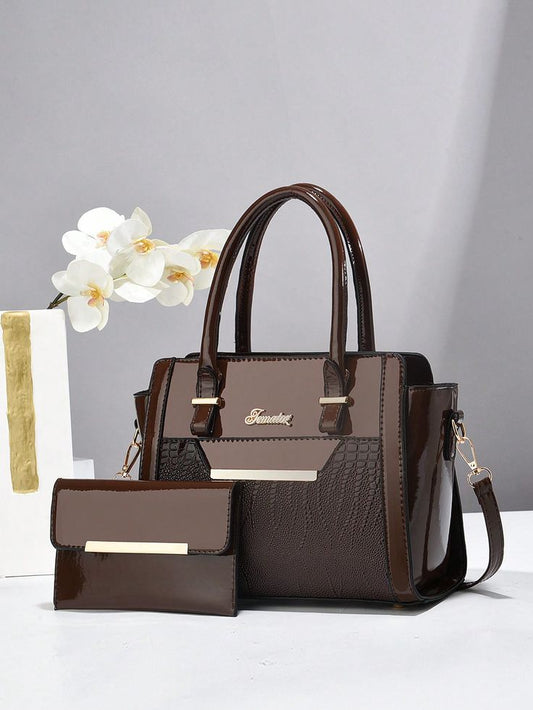 Elegant Brown Handbag & Wallet Set - 2 Piece Collection