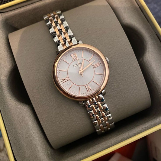 Fossil Women's Two-Tone Rose Gold Bracelet Watch with Roman Numerals