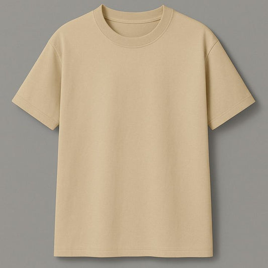 Unisex Beige Essential Crew Neck T-Shirt